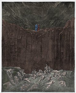Inferno, Canto 29 : Laaksossa kiusaavat väärentäjät, kuvitus Dante Alighierin jumalallisesta komediasta, 1885 tekijältä Gustave Dore