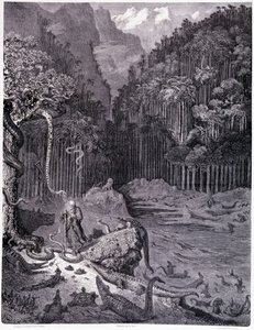 Näin Amerikassa... lankku XI - Gustave Doren (1832-1883) kuvitus, Pierre Dupontin La legende du Jeif vaeltamaan, painos Librairie du Magasin Picturesque, Pariisi 1862 tekijältä Gustave Dore