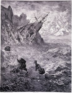 Ylitän meret... levy X - Gustave Doren (1832-1883) kuvitus Pierre Dupontin teoksesta La legende du Jeif vaeltaa, painos Librairie du Magasin Picturesque, Paris 1862 tekijältä Gustave Dore