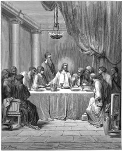 Jeesus ja hänen opetuslapsensa viimeisellä ehtoollisella, 1866 tekijältä Gustave Dore