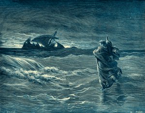 Jeesus kävelee merellä - Raamattu tekijältä Gustave Dore