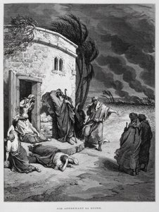 Job käsittää tuhonsa, Kuvitus Dore Bible -teoksesta. tekijältä Gustave Dore