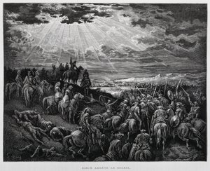 Joshua saa auringon seisomaan, Kuvitus Dore Raamatusta tekijältä Gustave Dore