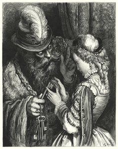 Sininen parta; Sininen parta (kaiverrus) tekijältä Gustave Dore