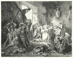 Nukkuva kaunotar; Prinsessa Ruusunen (kaiverrus) tekijältä Gustave Dore