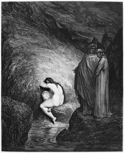 Myrrha, kuvitus Dante Alighierin (1265-1321) Pariisin jumalallisesta komediasta (Inferno), julkaistu 1885