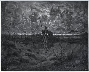 Tällä matkalla upouusi seikkailijamme puhui itselleen - Miguel Cervantesin "Don Quijote de la Manchasta" tekijältä Gustave Dore