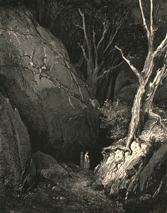 Eteenpäin hän liikkui, minä suljen hänen askeleensa jahtaa, c1890. tekijältä Gustave Dore
