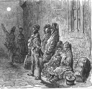 "Provincials in Search of Lodgings", 1872. tekijältä Gustave Dore