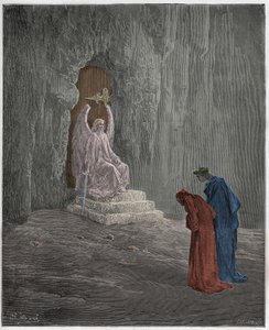 Purgatorio, Canto 9 : Dante ja Vergilius Kiirastustuloksen portaaleissa, kuvitus Dante Alighierin jumalallisesta komediasta, 1885 tekijältä Gustave Dore