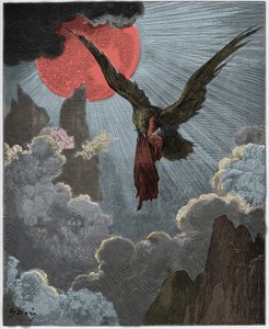 Purgatorio, Canto 9: Kotka kantaa unessa Danten pois, kuvitus Dante Alighierin jumalallisesta komediasta, 1885 tekijältä Gustave Dore
