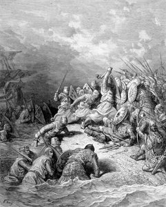 Richard Lion Heart toimittaa Joppén kaupungin – Gustave Dorén kaiverrus tekijältä Gustave Dore