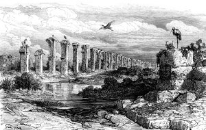 Roomalainen akvedukti, Merida, Espanja, 1800-luku tekijältä Gustave Dore