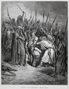 Samuel tappaa Agagin, kuvitus Doren Raamatusta tekijältä Gustave Dore