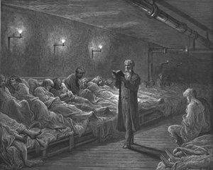 "Pyhien kirjoitusten lukija yöturvapaikassa", 1872. tekijältä Gustave Dore