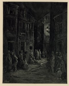 Slummien asunnot (kaiverrus) tekijältä Gustave Dore