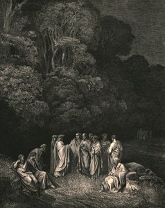Niinpä näin hänen valoisan koulunsa yhdistävän hänen, ylevimmän laulun hallitsijan, vuonna 1890. tekijältä Gustave Dore