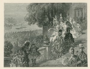 Katsojat katsomassa venekilpailua tekijältä Gustave Dore