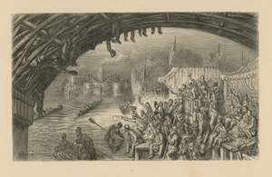 Katsojat katsomassa venekilpailua tekijältä Gustave Dore
