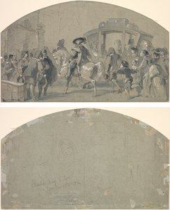 Street Scene (recto); Luonnokset (käänteinen) tekijältä Gustave Dore