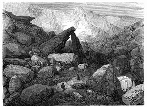 Kaaoksen polku, joka johtaa Cirque de Gavarnieen: Gustave Doren kaiverrus, joka kuvittaa kirjaa "Hippolyte Tainen matka Pyreneille", Hachette 1860. tekijältä Gustave Dore