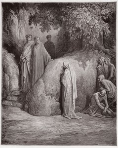 Jumalallinen komedia (La Divina Comedia, La Divine Comedie), Purgatorio, Canto 23: Dante tunnistaa Foresen varjon ahmattisista - Dante Alighieri (1265-1321) - Kuvitus Gustave Doresta (1832-1883) tekijältä Gustave Dore