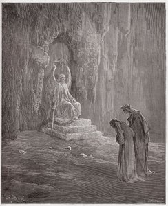 Jumalallinen komedia (La Divina Comedia, La Divine Comedie), Purgatorio, Canto 9: Dante ja Vergilius Kiirastustulin porteilla - Dante Alighieri (1265-1321) - Kuvitus Gustave Dore (1832-1883) tekijältä Gustave Dore