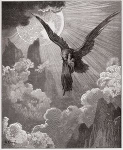 Jumalallinen komedia (La Divina Comedia, La Divine Comedie), Purgatorio, Canto 9: Dante, unessa, viedään kotkalle - Dante Alighieri (1265-1321) - Kuvitus Gustave Dore (1832-1883) tekijältä Gustave Dore