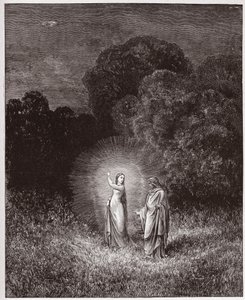 Jumalallinen komedia (La Divina Commedia, La Divine Comedie), Inferno, Canto 2: Beatrice ja Vergilius - Dante Alighieri (1265-1321) - Kuvitus Gustave Dore (1832-1883) tekijältä Gustave Dore