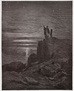 Jumalallinen komedia (La Divina Commedia, La Divine Comedie), Inferno, Canto 34: Runoilijat nousevat helvetistä - Dante Alighieri (1265-1321) - Gustave Doren (1832-1883) kuvitus tekijältä Gustave Dore