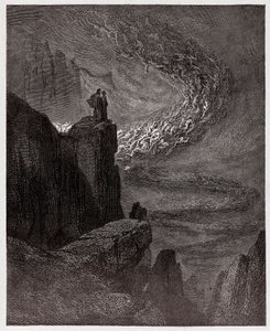 Jumalallinen komedia (La Divina Commedia, La Divine Comedie), Inferno, Canto 5: Minos tuomitsee rikkomukset ja lähettää sielut - Dante Alighieri (1265-1321) - Kuvitus Gustave Dore (1832-1883) tekijältä Gustave Dore