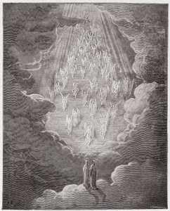 Jumalallinen komedia (La Divina Commedia, La Divine Comedie), Paradiso, Canto 21: Beatrice ja Dante Saturnuksen piirissä - Dante Alighieri (1265-1321) - Kuvitus Gustave Dore (1832-1883) tekijältä Gustave Dore