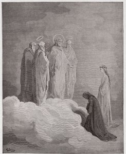 Jumalallinen komedia (La Divina Commedia, La Divine Comedie), Paradiso, Canto 26: St. John tutkii Dantea rakkaudesta - Dante Alighieri (1265-1321) - Gustave Doren (1832-1883) kuvitus tekijältä Gustave Dore