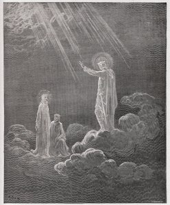 Jumalallinen komedia (La Divina Commedia, La Divine Comedie), Paradiso, Canto 8: Charles Martel puhuu Dante ja Beatrice - kirjoittanut Dante Alighieri (1265-1321) - Kuvitus Gustave Dore (1832-1883) tekijältä Gustave Dore