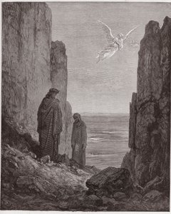 Jumalallinen komedia (La Divina Commedia, La Divine Comedie), Purgatorio, Canto 19: Runoilijat nousevat viidennelle kehälle - Dante Alighieri (1265-1321) - Gustave Doren (1832-1883) kuvitus tekijältä Gustave Dore