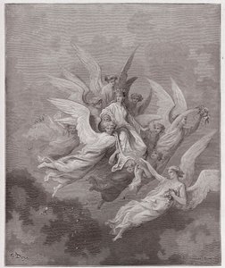 Jumalallinen komedia (La Divina Commedia, La Divine Comedie), Purgatorio, Canto 30: Beatrice enkelien joukossa - Dante Alighieri (1265-1321) - Kuvitus Gustave Dore (1832-1883) tekijältä Gustave Dore