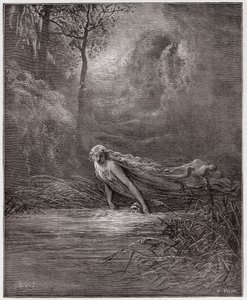 Jumalallinen komedia (La Divina Commedia, La Divine Comedie), Purgatorio, Canto 31: Dante upotettuna Lethe-jokeen - Dante Alighieri (1265-1321) - Kuvitus Gustave Dore (1832-1883) tekijältä Gustave Dore
