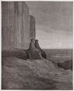 Jumalallinen komedia (La Divina Commedia, La Divine Comedie), Purgatorio, Canto 9: Twilight - Dante Alighieri (1265-1321) - Kuvitus Gustave Dore (1832-1883) tekijältä Gustave Dore