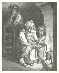 La Fontainen sadut: Fontaine: Maamies ja käärme (kaiverrus). tekijältä Gustave Dore