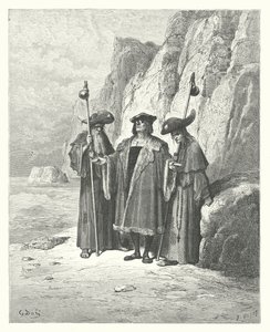 La Fontainen sadut: Osteri ja sen vaatijat (kaiverrus). tekijältä Gustave Dore