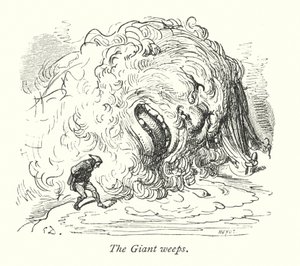 Jättiläinen itkee (kaiverrus) tekijältä Gustave Dore