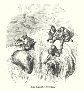 Jättiläisen vapauttaminen (kaiverrus) tekijältä Gustave Dore