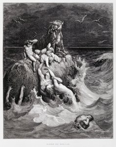 Suuri vedenpaisumus, kuvitus Doren Raamatusta tekijältä Gustave Dore