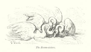 Joutsenen sisaret (kaiverrus) tekijältä Gustave Dore