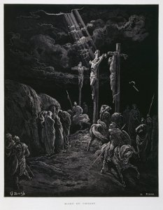 Kristuksen kuolema ristillä, kuvitus Doren Raamatusta. tekijältä Gustave Dore