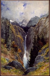 Helvetin aukon vesiputous Lysin laaksossa. Gustave Doren (1832-1883) maalaus tekijältä Gustave Dore