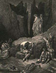 Sentähden näkee vieläkin alhaalta synkkien ja kurja sävyjen joukossa, c1890. tekijältä Gustave Dore