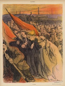Teollisuuslakko: The Exodus, n. 1902 (väri litho) tekijältä Gustave Flasschoen