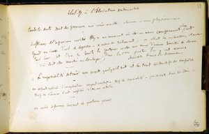 Työkirjan folio 39 n. 19 Gustave Flaubertin luonnosten käsikirjoitussivu. Suunnitelmat tunnekasvatusta varten. BHVP. tekijältä Gustave Flaubert