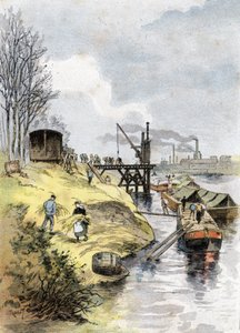 Dockers lastaamassa omenoita autoihin Quai de Bercyllä, Pariisi Gustave Fraipontin (1849-1923) piirustus Saint-Juirsin teoksesta "La seine a travers Paris" tekijältä Gustave Fraipont